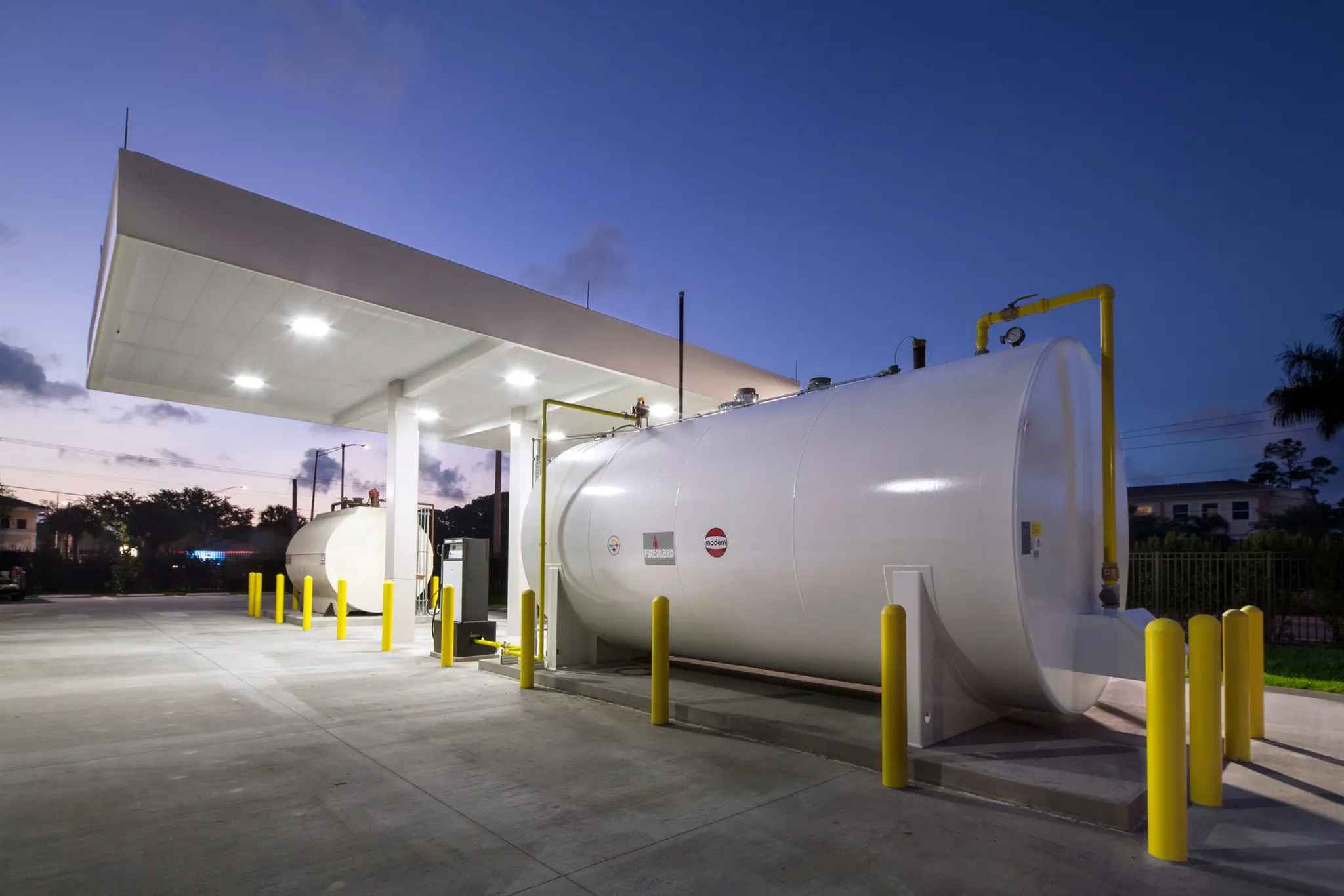 Fuel storage tanks at a distribution depot